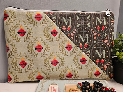 Sacred Heart of Jesus and Miraculous Medal Catholic Fabric Veil pouch