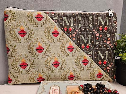 Sacred Heart of Jesus and Miraculous Medal Catholic Fabric Veil pouch