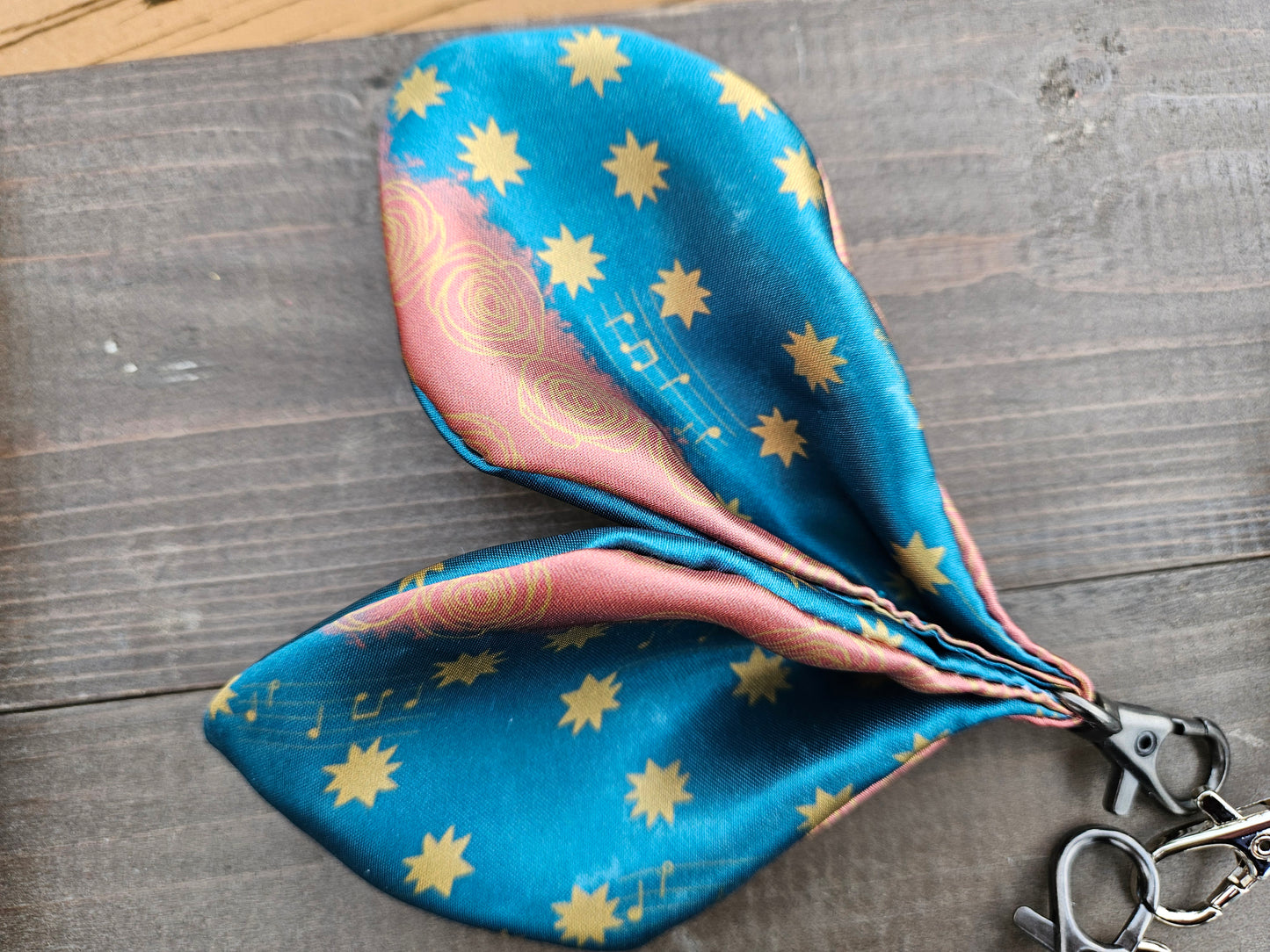 Satin Ribbon keychain bag charm in Catholic fabrics