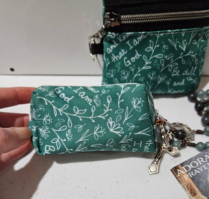 Be Still and Know that I am God small pouches- Double-sided zipper pouch and boxy pouches with keyring Christian Catholic fabric pouch
