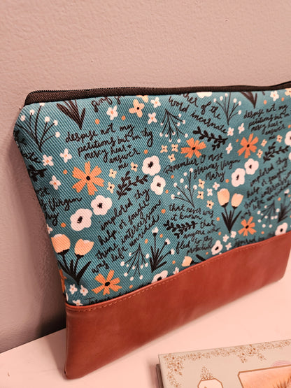 Veil Pouch Memorare Teal Catholic Fabric Pouch