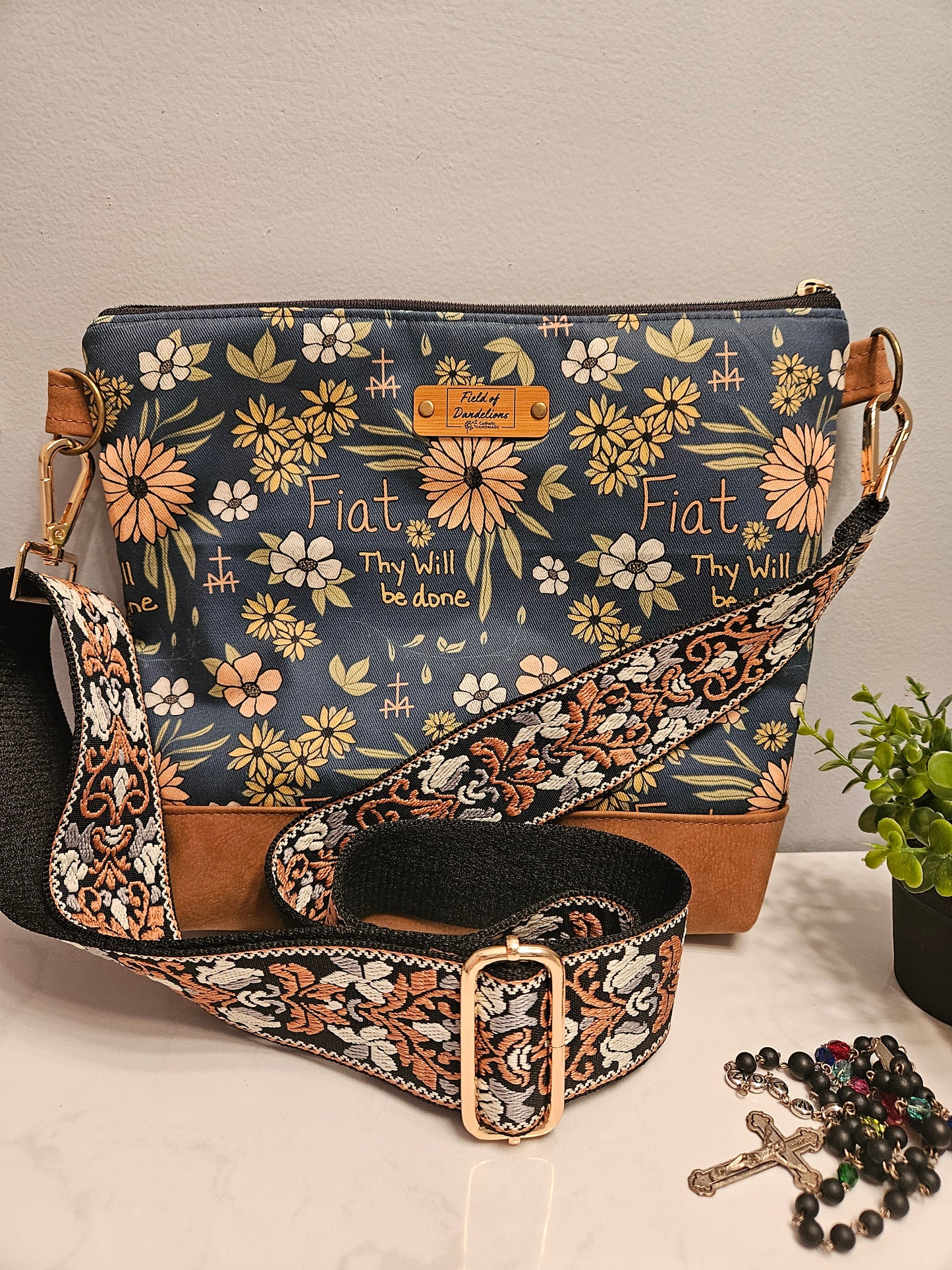 Fiat Thy Will Be Done medium tote bag Catholic purse