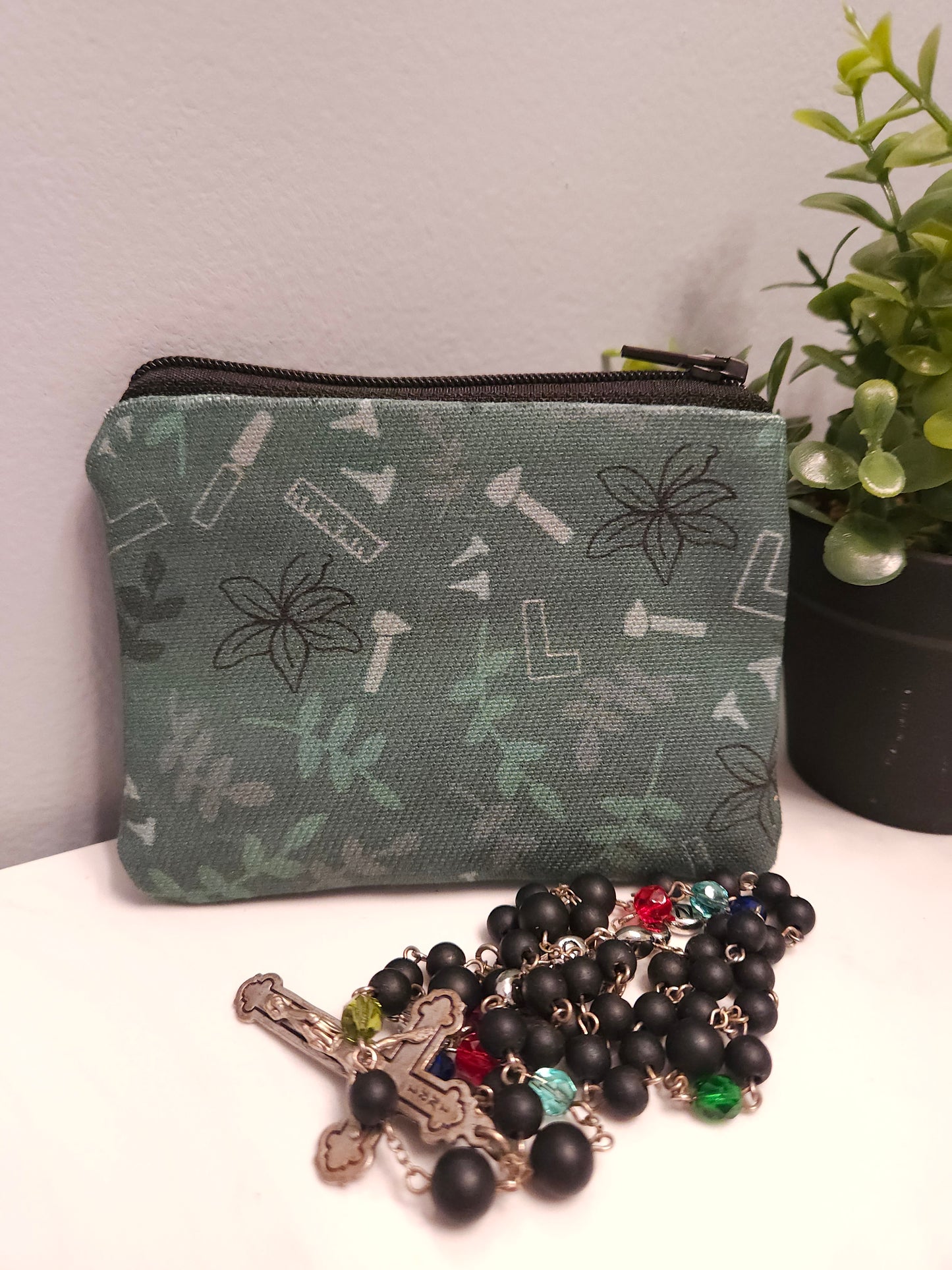 St. Joseph Latin Catholic Fabric Wallet Rosary Pouch