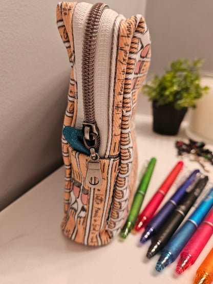 Pencil Case with Mother Teresa's "I am a Little Pencil in God's Hand" fabric 7.5x7.5 inches