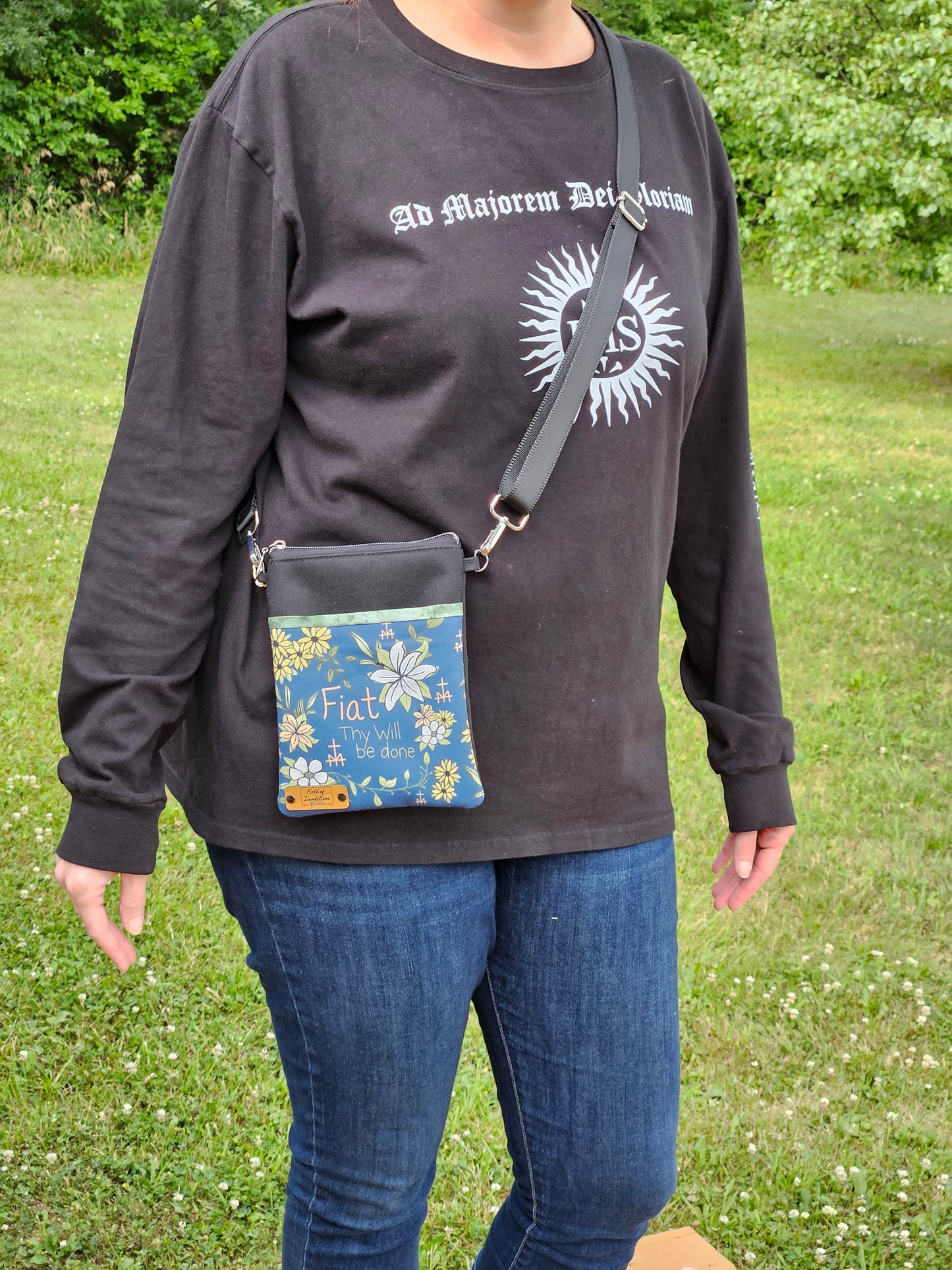 Fiat Thy Will Be Done Full pattern Crossbody Phone Purse Handmade Catholic gift