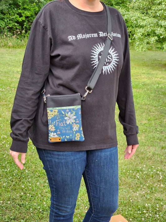 Fiat Thy Will Be Done Full pattern Crossbody Phone Purse Handmade Catholic gift