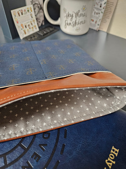 Chi Rho deep blue Book sleeve for Bibles, Adoration Journals Catholic handmade gifts