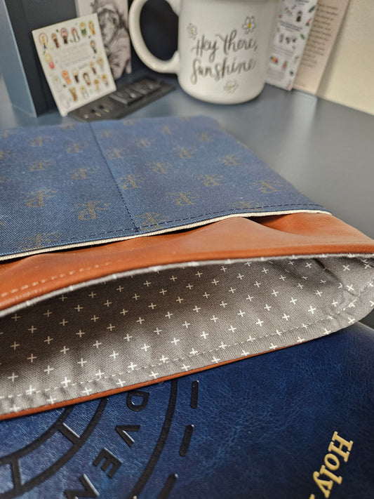 Chi Rho deep blue Book sleeve for Bibles, Adoration Journals Catholic handmade gifts