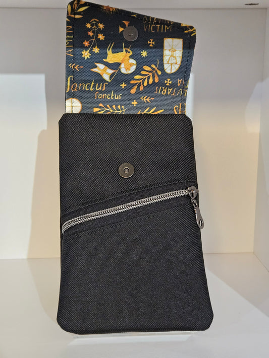 Phone Pouch Latin Adoration fabric Catholic pouch with belt loop