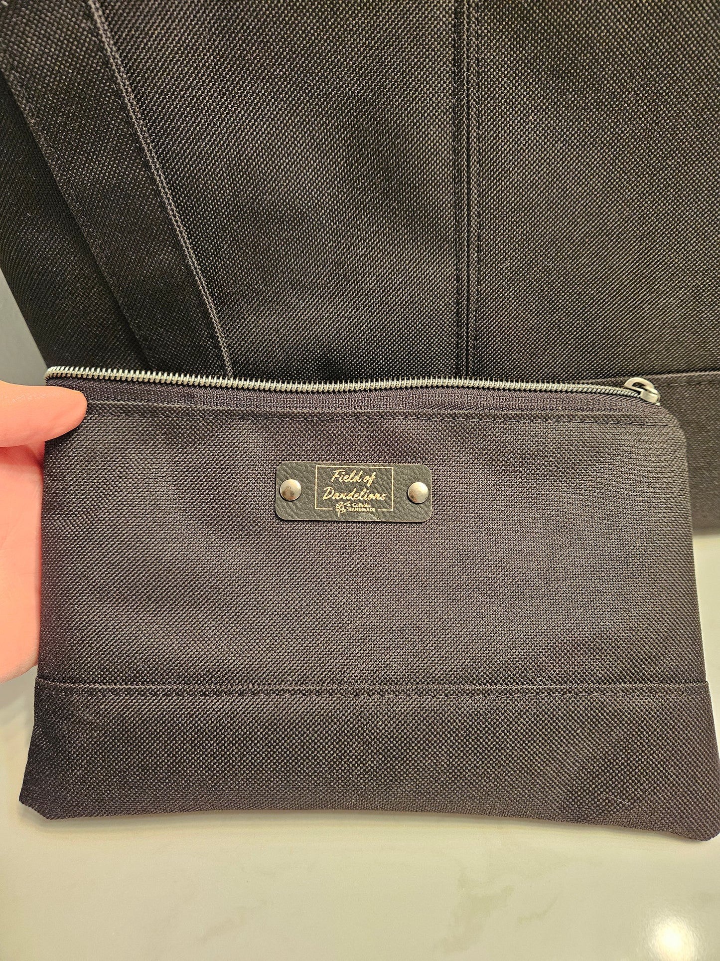 Jesus, I Trust in You Divine Mercy black water-resistant canvas clutch pouch Christian handmade gift