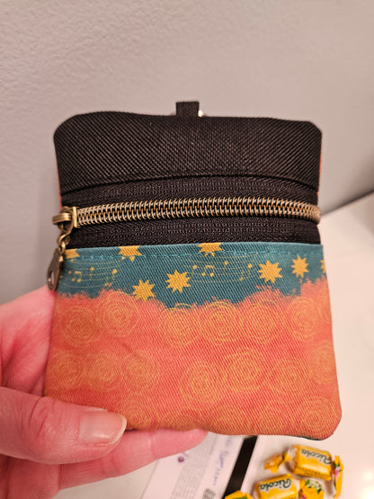 Double-sided zipper pouch with keyring Christian Catholic fabric pouch