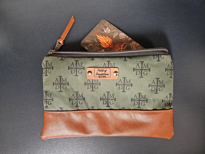 AMDG Green For the Greater Glory of God clutch pouch Catholic handmade prayer card veil pouch