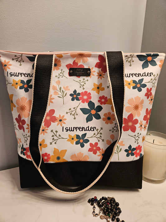 Surrender XL Tote bag Christian handmade extra large Church Adoration bag