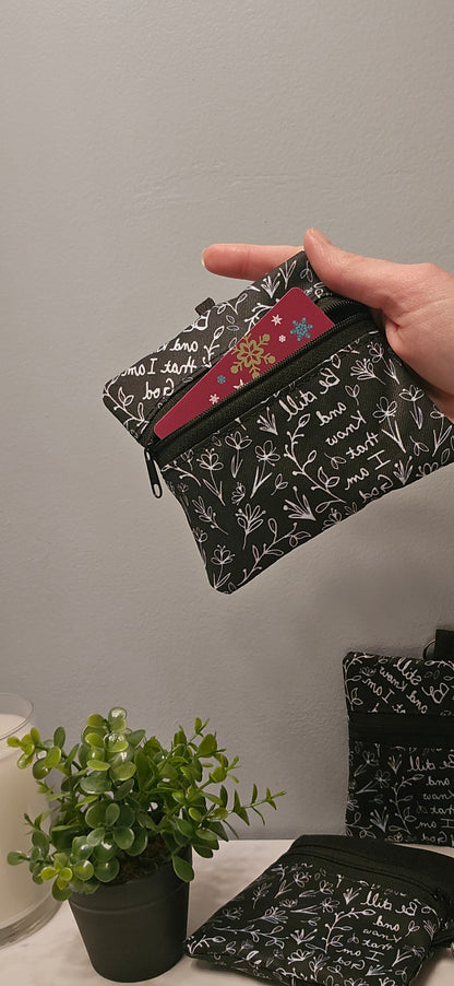 Double-sided zipper pouch with keyring Christian Catholic fabric pouch