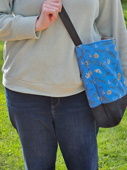 Fiat Thy Will be Done XL Crossbody Dusty Blue tote Catholic handmade purse