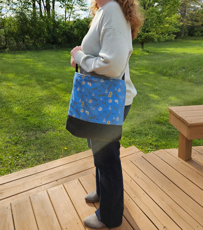 Fiat Thy Will be Done XL Crossbody Dusty Blue tote Catholic handmade purse