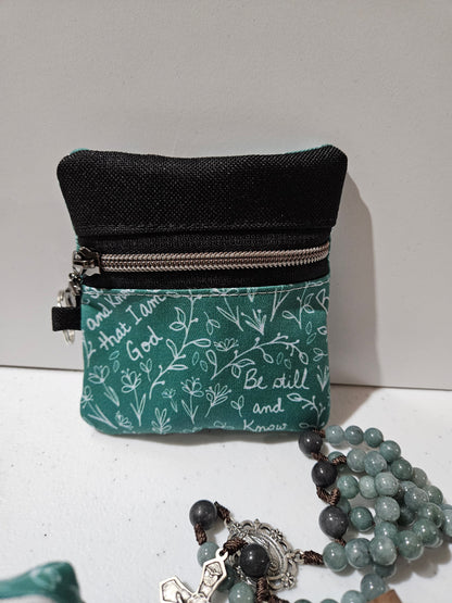 Be Still and Know that I am God small pouches- Double-sided zipper pouch and boxy pouches with keyring Christian Catholic fabric pouch