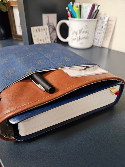 Chi Rho deep blue Book sleeve for Bibles, Adoration Journals Catholic handmade gifts