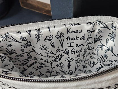 Be Still and Know that I am God carry-all clutch Christian handmade