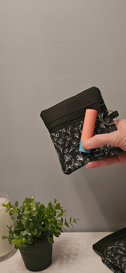 Double-sided zipper pouch with keyring Christian Catholic fabric pouch