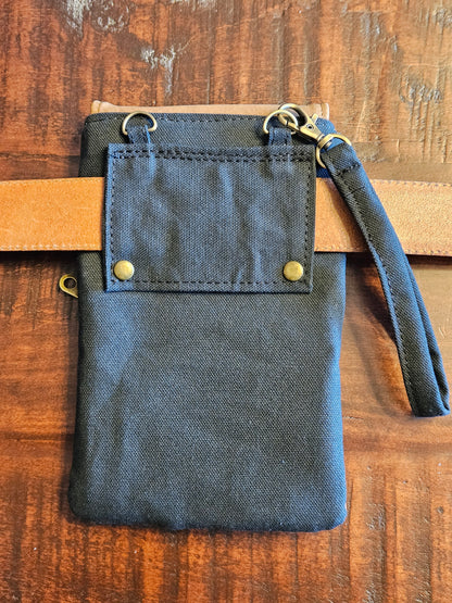 Phone Crossbody Purse Latin Adoration Catholic fabric with wristlet option and belt loop