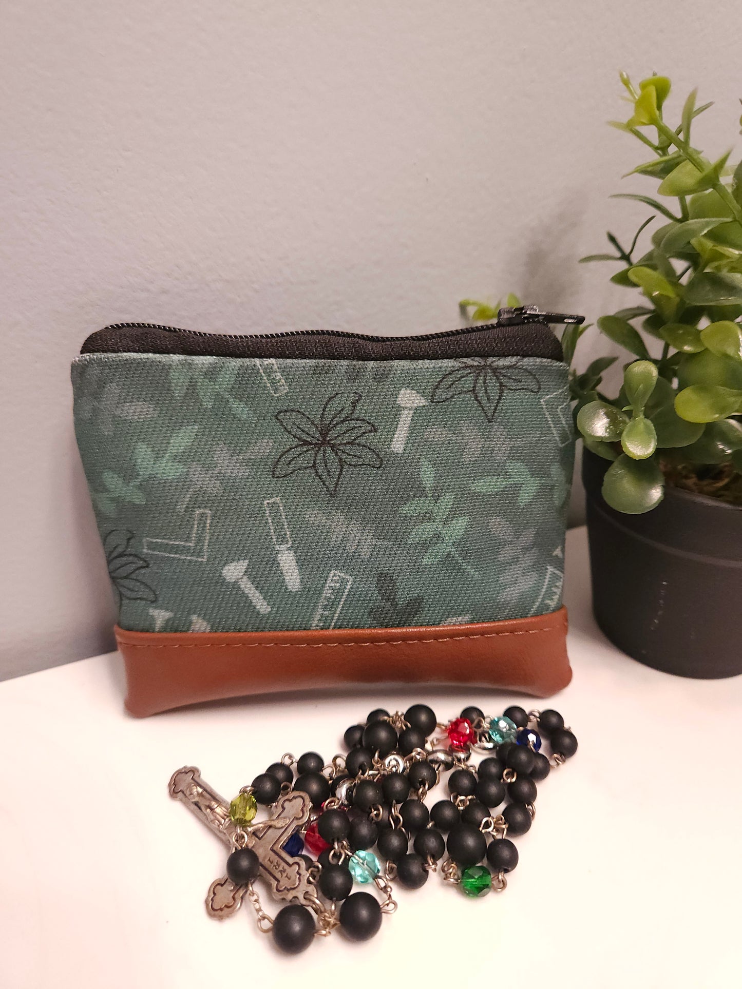 St. Joseph Latin Catholic Fabric Wallet Rosary Pouch