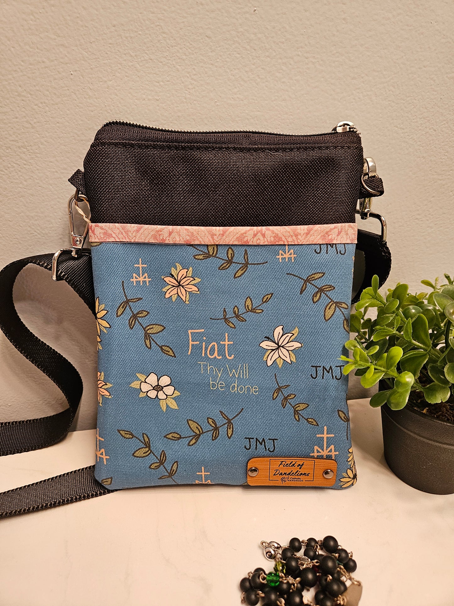 Fiat Thy Will Be Done Crossbody Phone Purse Handmade Catholic gift