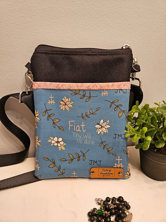 Fiat Thy Will Be Done Crossbody Phone Purse Handmade Catholic gift