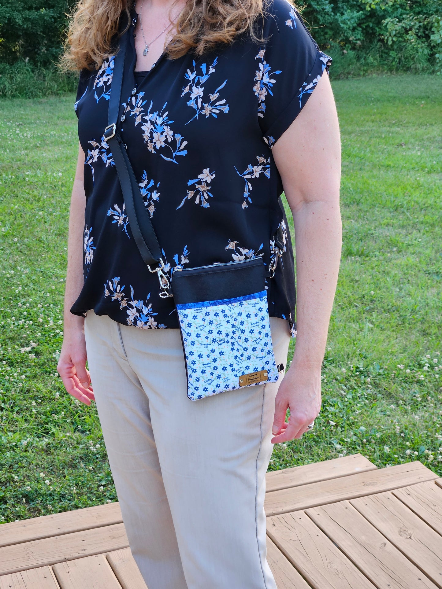 Prayer to the Holy Spirit by St. Augustine convertible crossbody and sling phone purse Catholic handmade gift