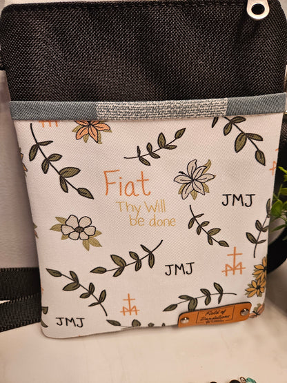 Fiat White Crossbody Catholic purse handmade Thy Will be Done