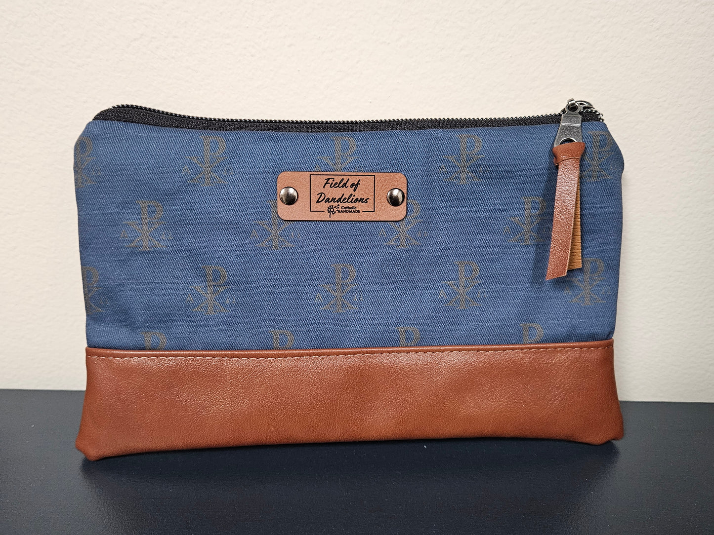Chi Rho Catholic clutch pouch for prayer cards, veils, carry-all Catholic handmade gift