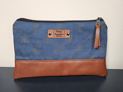 Chi Rho Catholic clutch pouch for prayer cards, veils, carry-all Catholic handmade gift