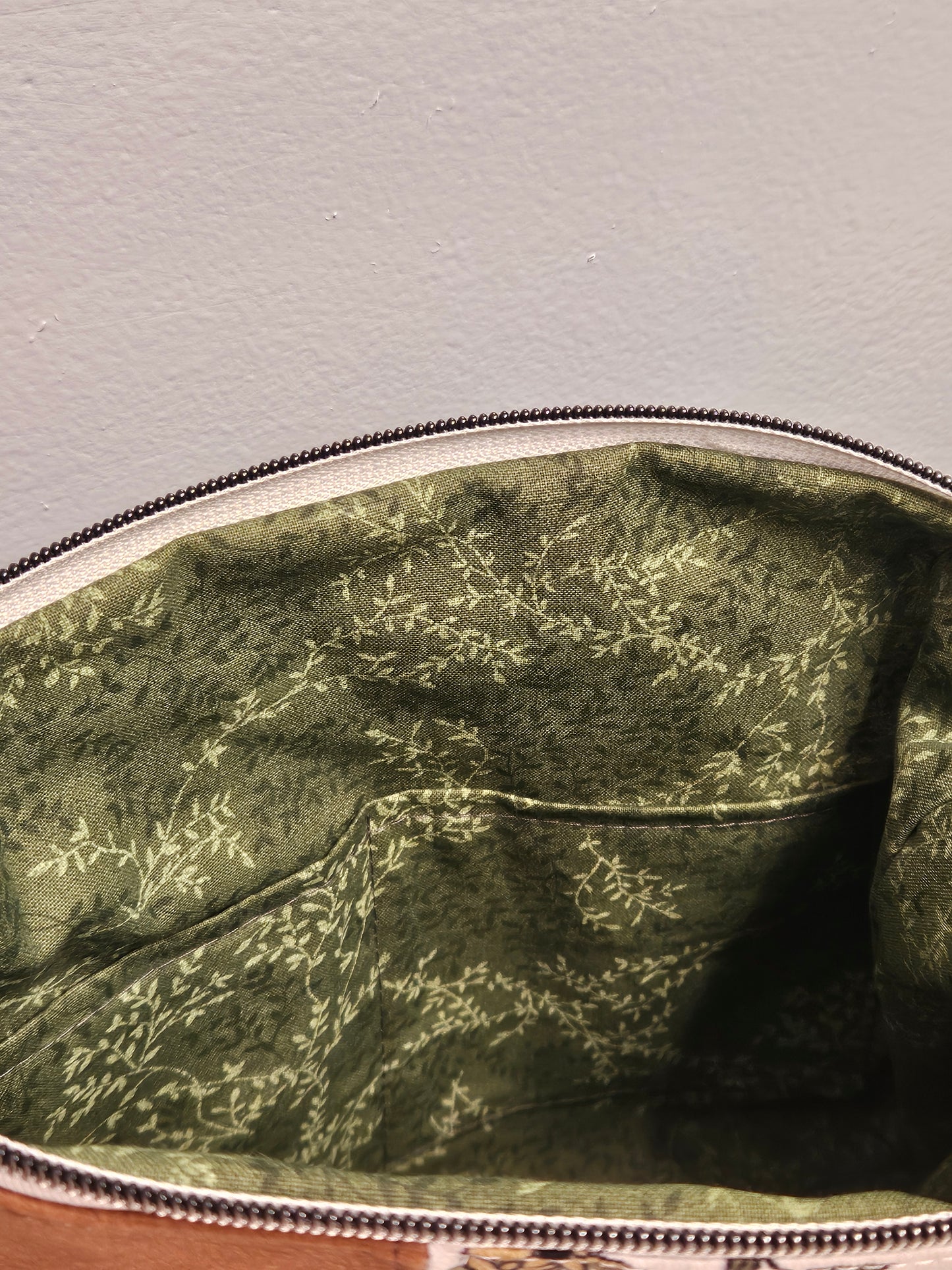 Asymmetrical Crossbody purse of Fiat Thy Will be Done Catholic fabric