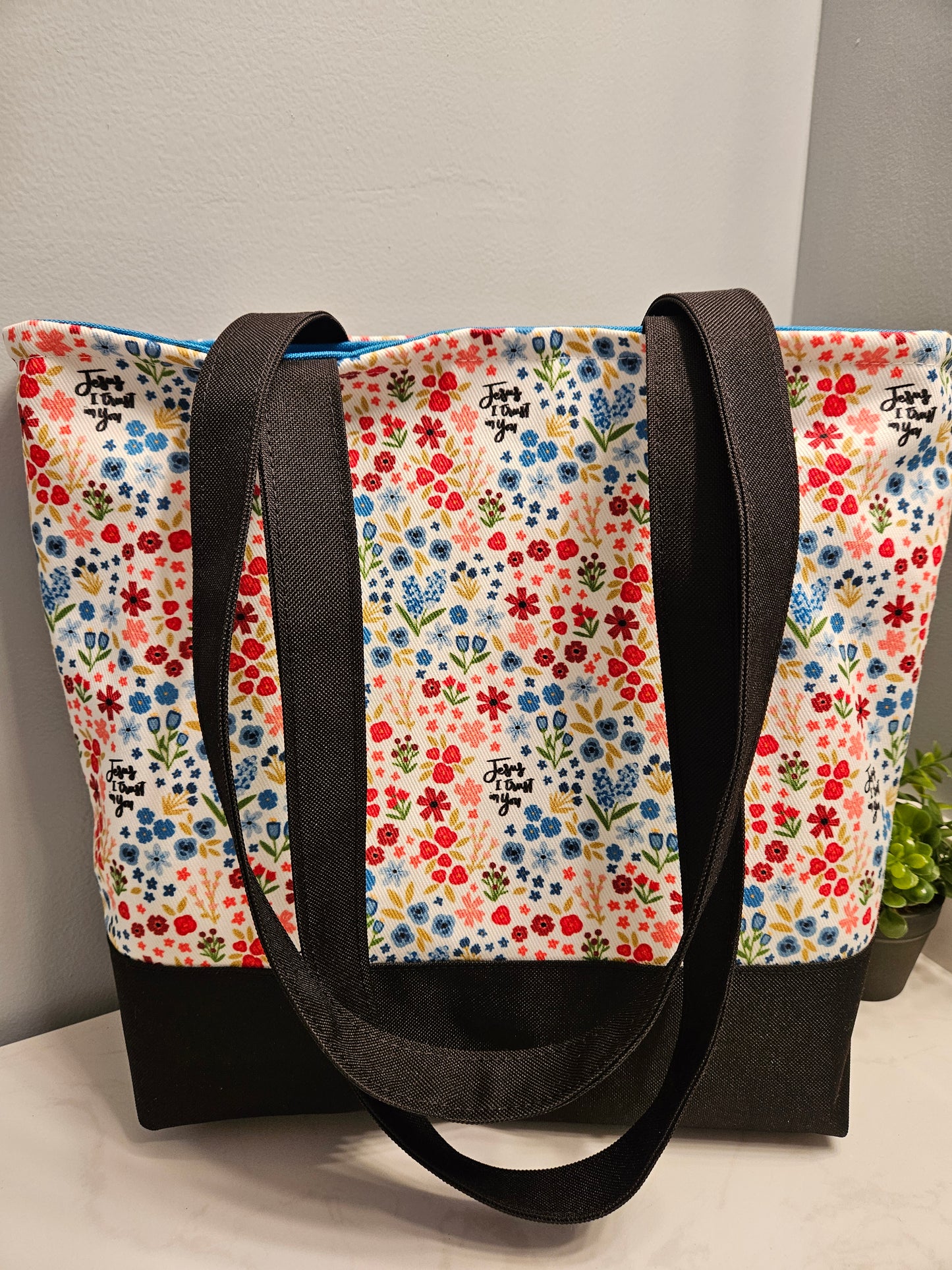 Divine Mercy Jesus I trust in You extra large canvas tote bag Catholic