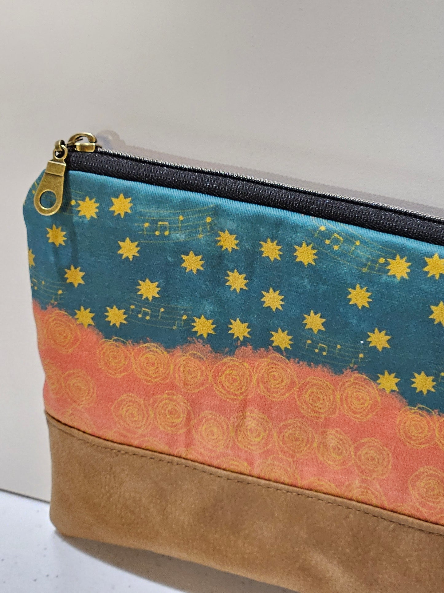 Our Lady of Guadalupe clutch of Mary's stars and gown zippered clutch pouch