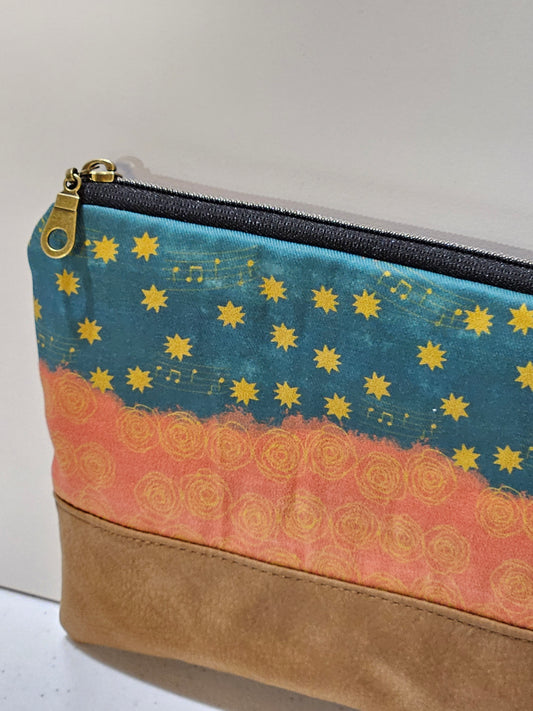 Our Lady of Guadalupe clutch of Mary's stars and gown zippered clutch pouch