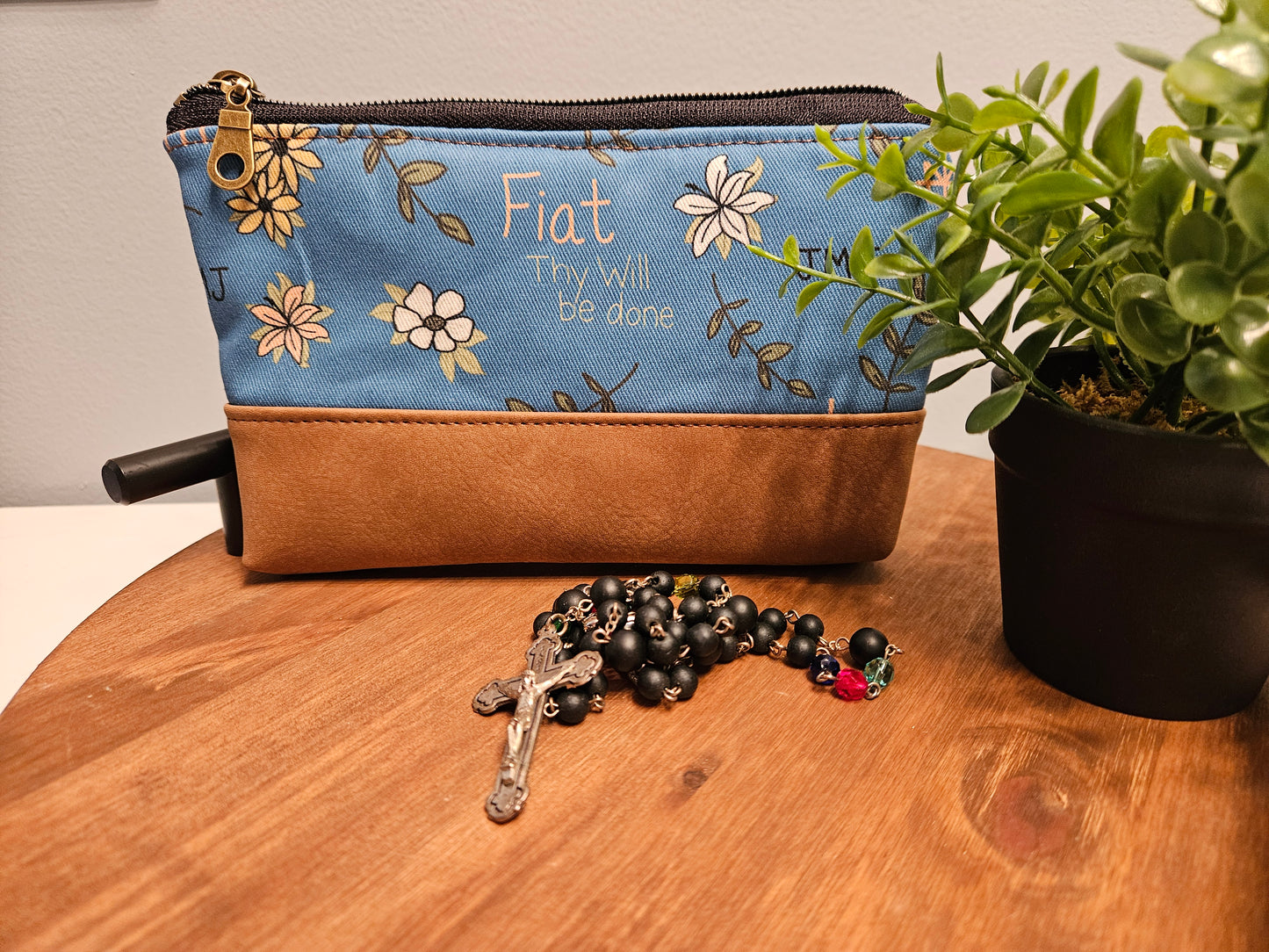 Fiat Thy Will be Done purse organizer carry-all pouch; ideal for veils and prayer cards