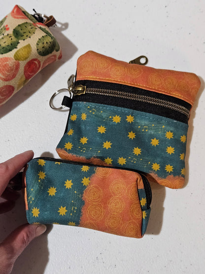 Our Lady of Guadalupe Music and Cacti Small pouches- double zippered pouches and boxy pouches in Catholic fabrics for rosary and wallet