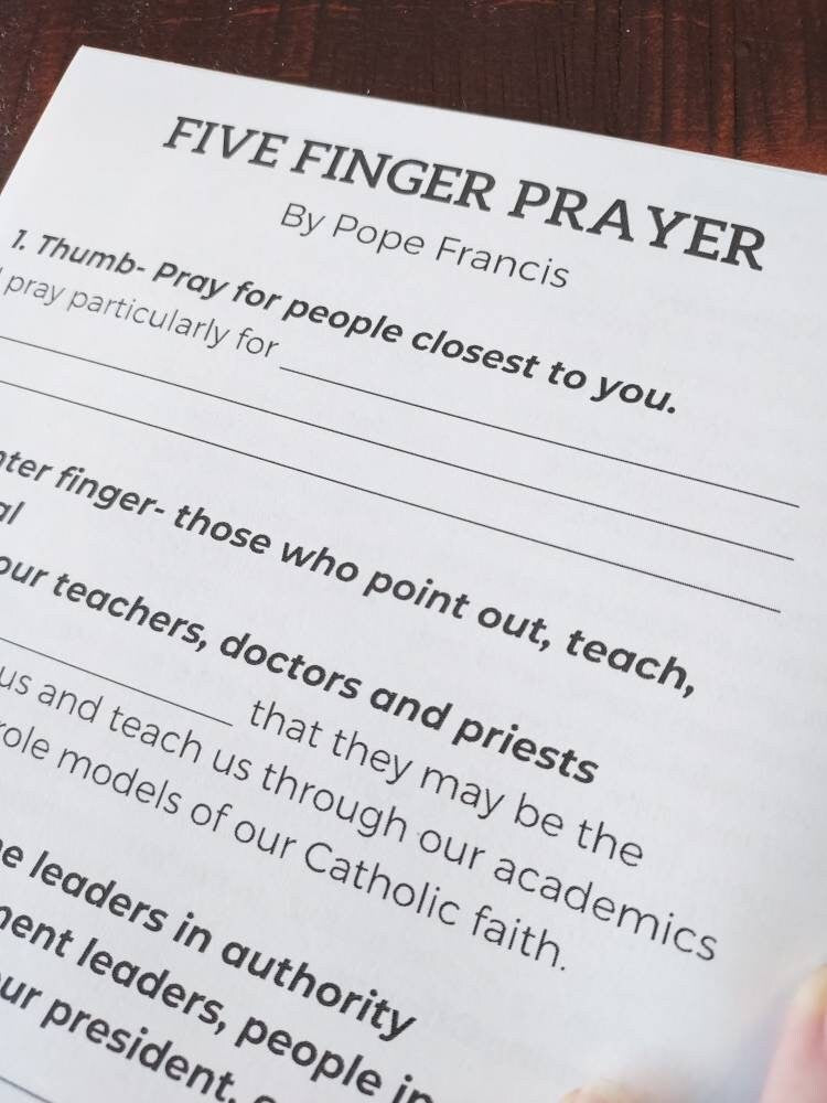 Catholic Adoration Journal Printable for Middle School Youth/Five Finger Prayer Reflection journal/Religious Ed/Classroom teacher/CCD