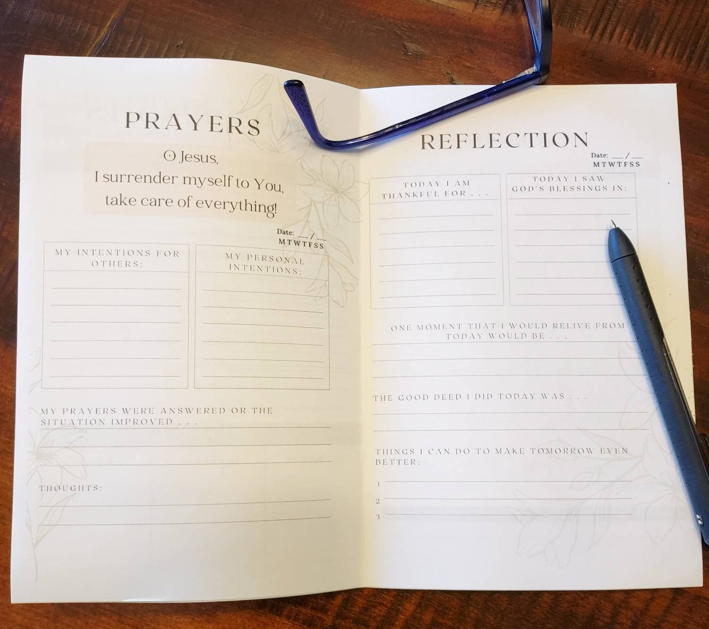 Catholic Prayer and Gratitude Journal with Writing Prompt 10 page Printable Booklet