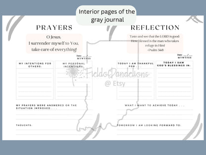 Catholic Prayer and Gratitude Journal with writing prompts/Catholic Journaling/Religious Education/Confirmation/Retreats prayer book