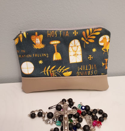 Wallet Rosary pouch Eucharistic Adoration Latin Catholic Fabric/Confirmation First Communion Easter gifts Rosary case