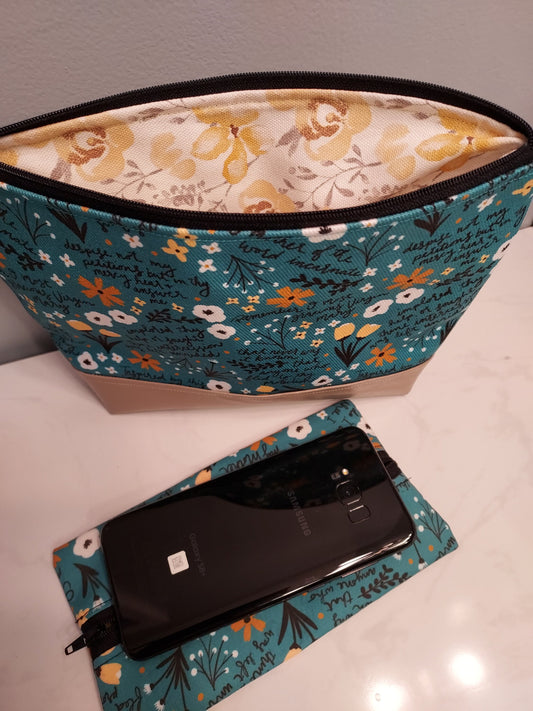 Veil Pouch Memorare Teal Catholic Fabric Pouch/Confirmation First Communion Adoration Mary Handmade book sleeve w/ zipper Teen gift