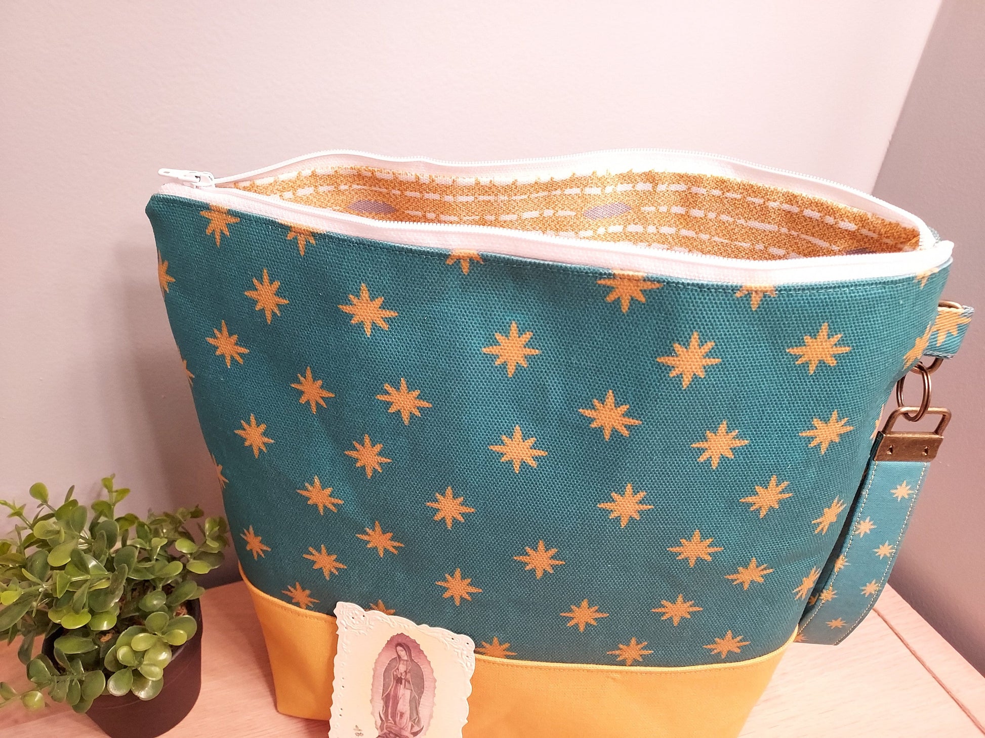 Clutch with Wristlet Our Lady of Guadalupe Catholic fabric Limited Edition Christian Confirmation Bible Purse Bag Handmade w/ zipper