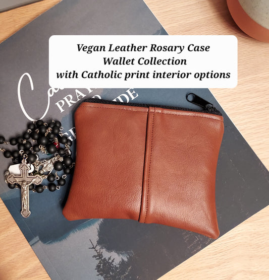 Vegan Leather Wallets Rosary pouch Eucharistic Adoration Latin Catholic Fabric/Confirmation First Communion gifts Men's Collection