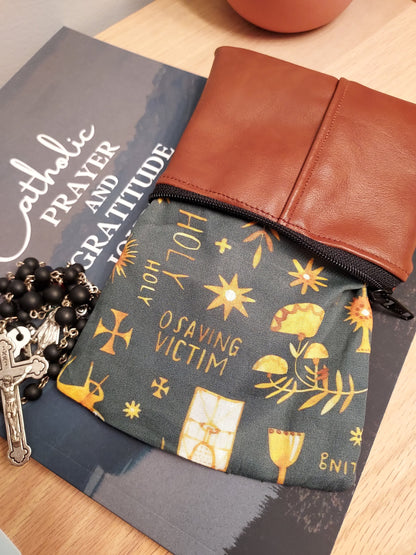 Vegan Leather Wallets Rosary pouch Eucharistic Adoration Latin Catholic Fabric/Confirmation First Communion gifts Men's Collection